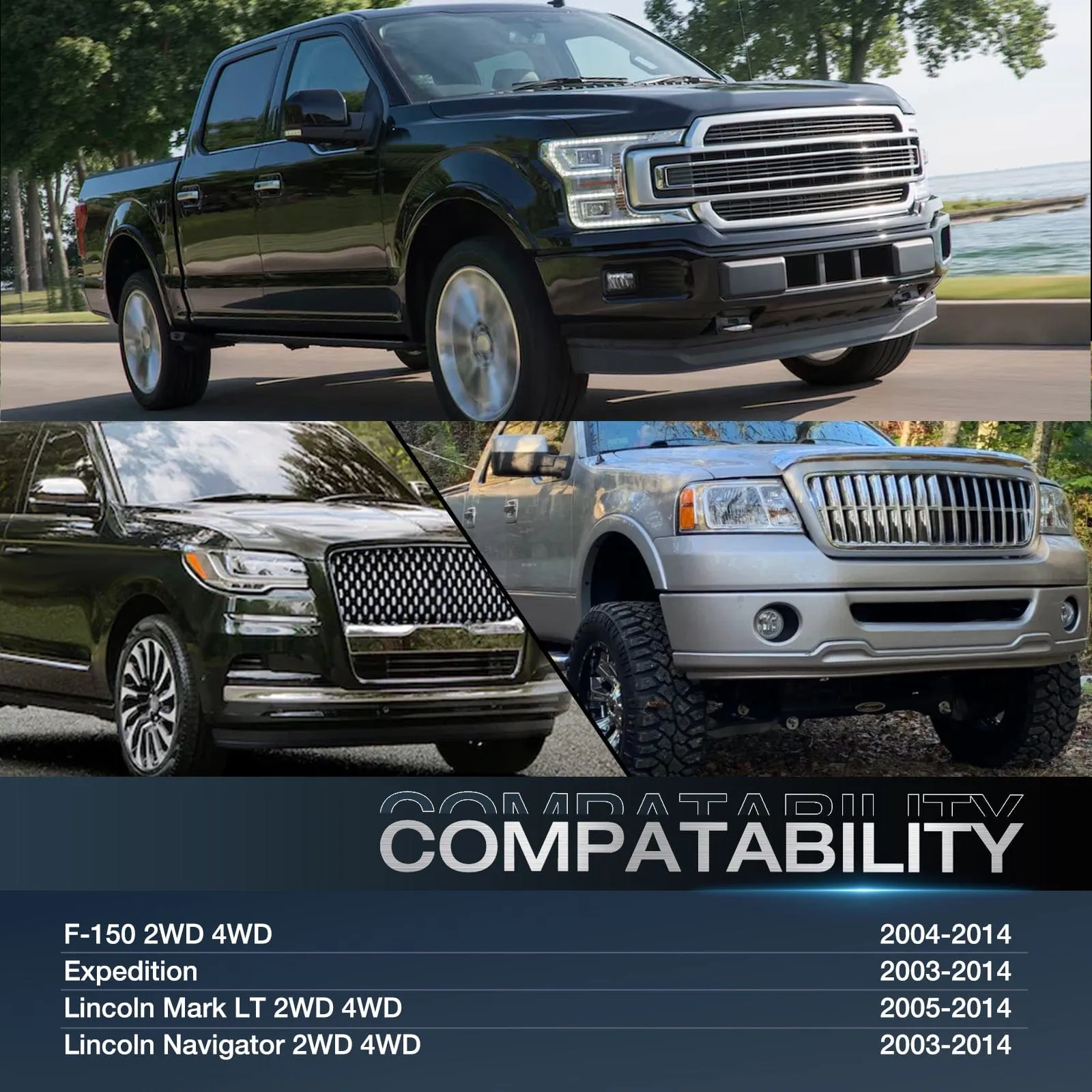 2inch (50mm) Wheel Spacers 4Pcs For 2004-2014 Ford F150 2003-2014 Expedition 2005-2014 Lincoln Mark LT 2003-2014 Lincoln Navigator | 6x135.2 | 87.1 Hub Bore | 14x2 Studs