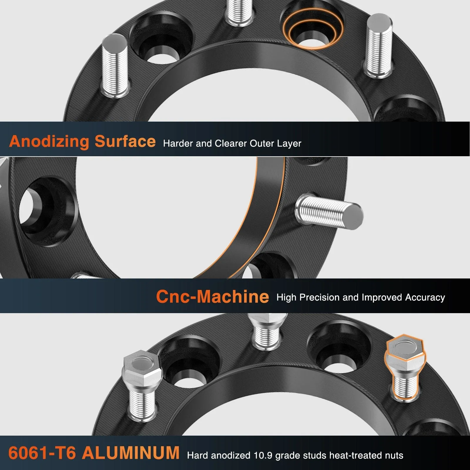 2inch (50mm) Wheel Spacers 4Pcs For 2015-2022 Ford F150 2015-2022 Expedition 2015-2022 Navigator | 6x135.2 | 87.1 Hub Bore | 14x1.5 Studs