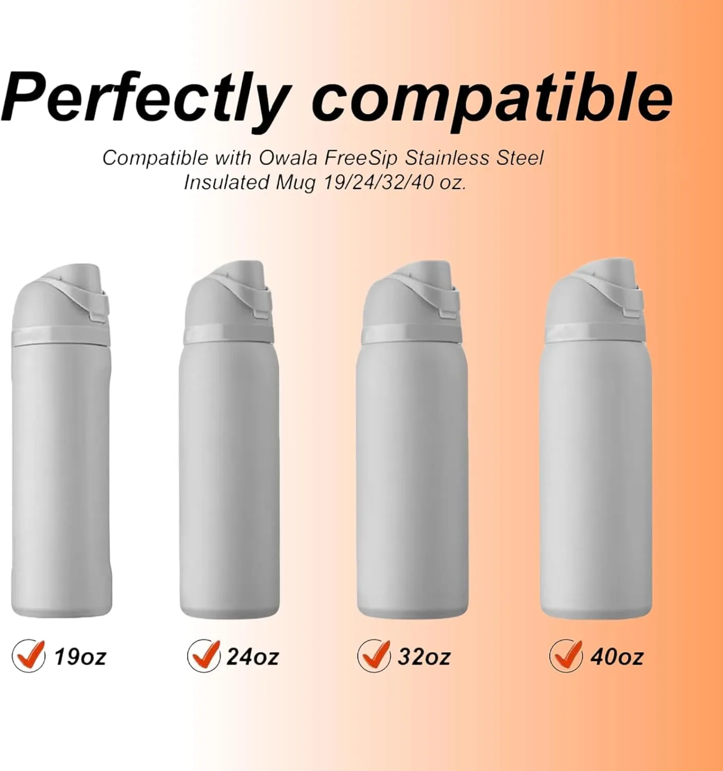 4Pcs Replacement Stopper Compatible with Owala FreeSip 24oz 32oz, Silicone Water Bottle Top Lid Gasket Replacement for Owala 19/24/32/40oz BPA-Free Seal Bottle Cap Stopper Gasket Plug
