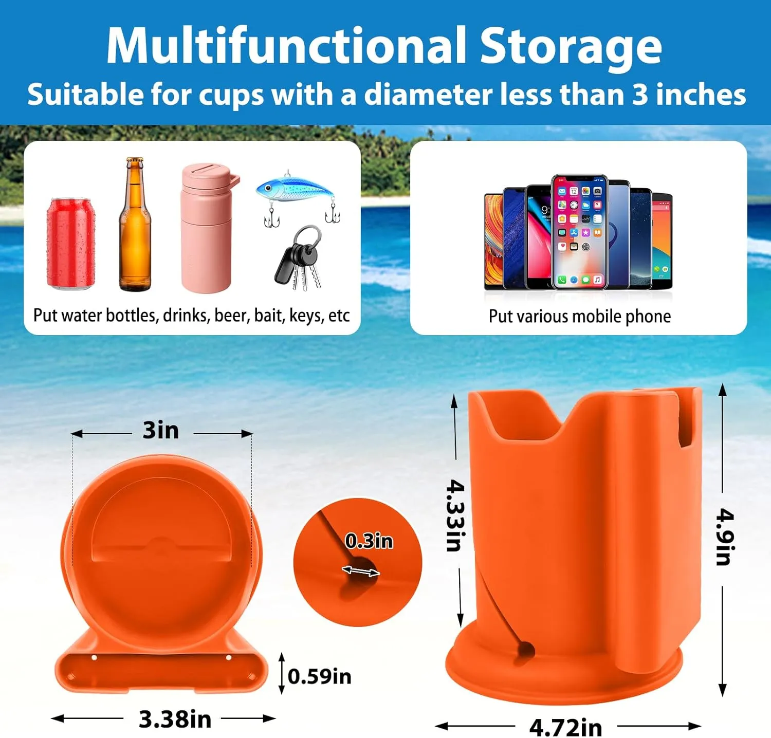 ANGAR Paddleboard Cup Holder, Paddle Board and Kayak Drink Holder, 2-in-1 Anti-Flip Drink & Phone Holder