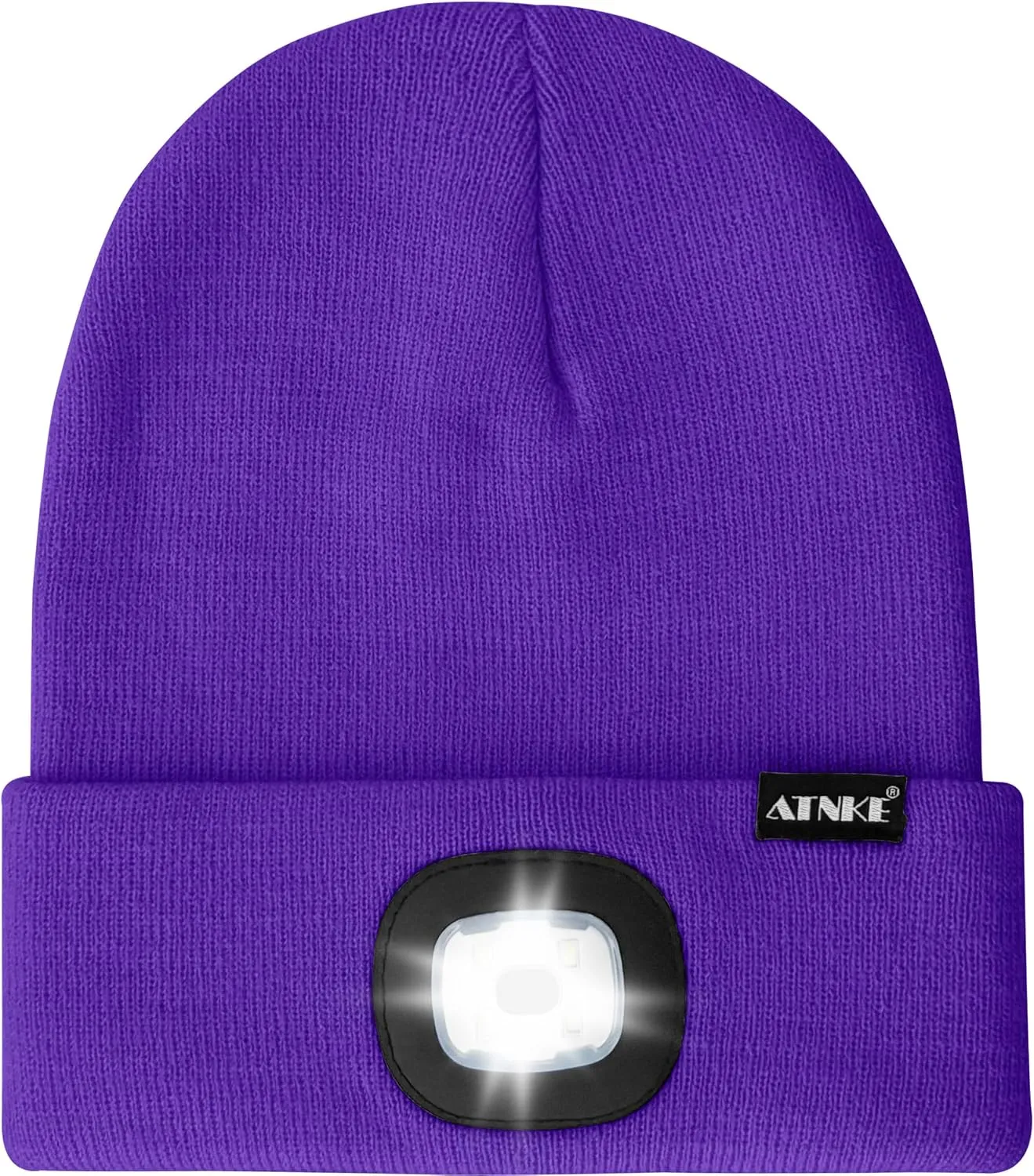 ATNKE LED Lighted Beanie Hat,USB Rechargeable 4 LED Running Headlamp Lined Fleece Cap with Light Gift for Men and Women