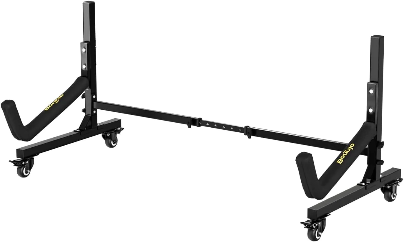 Bonnlo Kayak Stand Freestanding Storage Rack for Kayak Canoe Boat Paddle Board SUP Surfboard for Indoor Outdoor Garage, Shed, Dock with Lockable Wheels Wide Adjustable