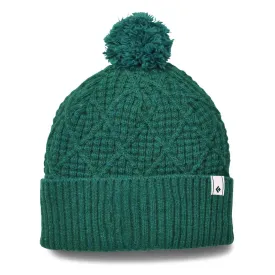 Cable Cuff Pom Beanie - Laurel Green