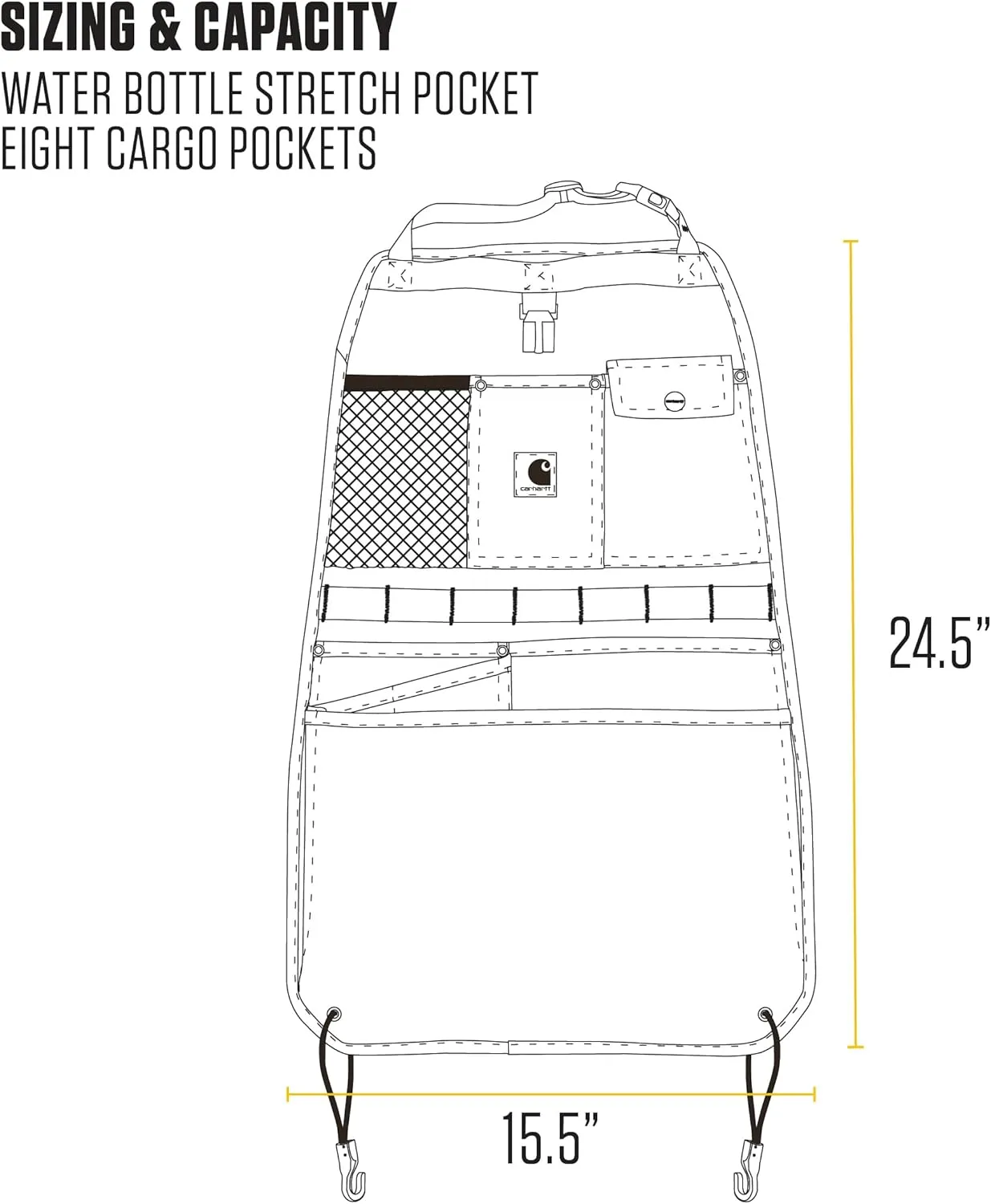 Carhartt Universal Nylon Duck Seat Back Organizer, Carhartt Brown