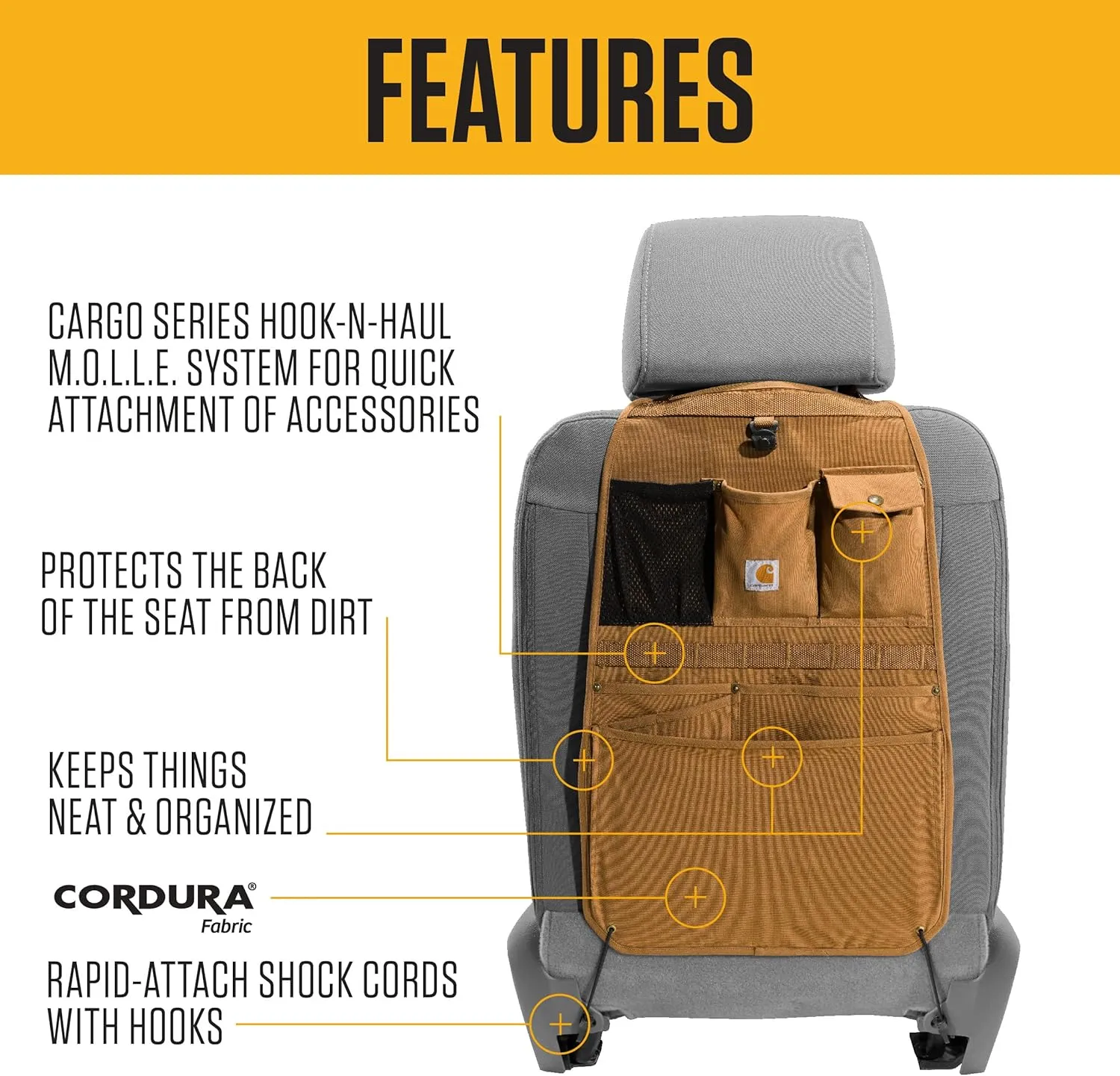 Carhartt Universal Nylon Duck Seat Back Organizer, Carhartt Brown