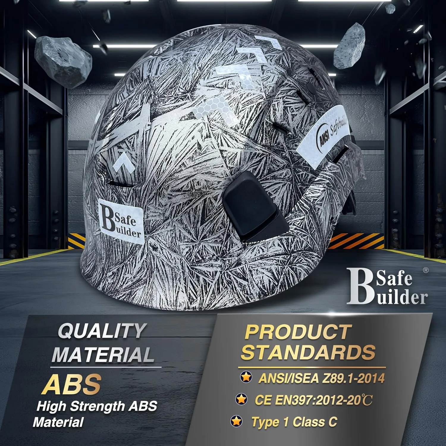 Construction Safety Helmet ABS Hard Hat Adjustable Ventilation System Hardhats Industrial Work Head Protection for Men Certified ANSI/ISEA Z89.1