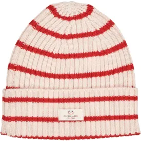 Copenhagen Colors Red/Dusty Rose Combi Merino Striped Rib Beanie