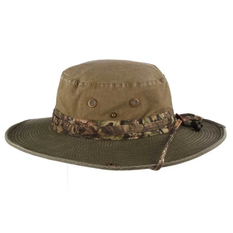 Cotton Boonie Country Camo Brim with Chin Strap - Mossy Oak Hats