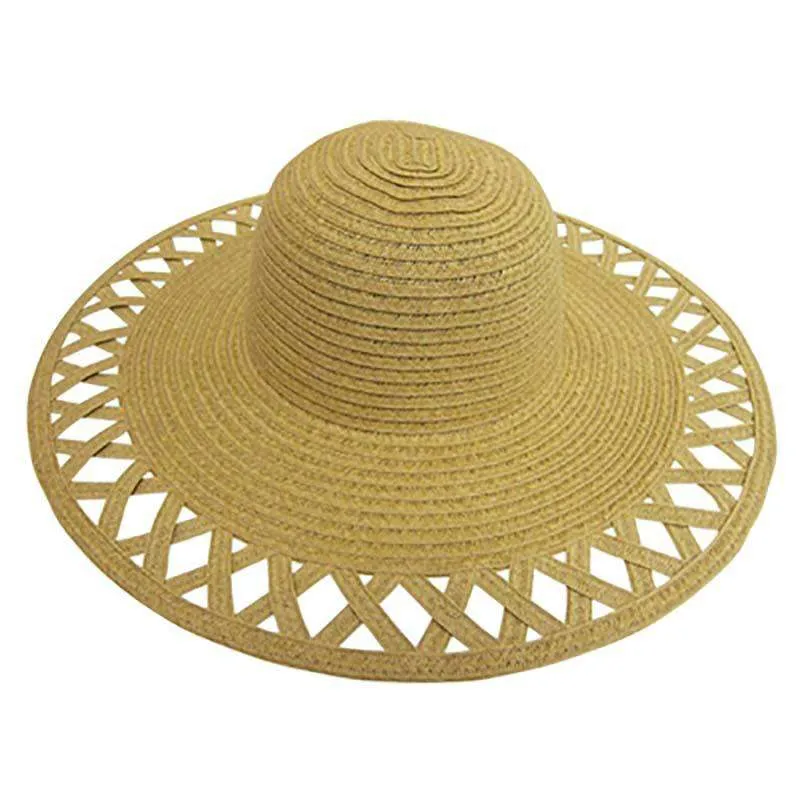 Cutout Brim Straw Summer Hat, White - Boardwalk Style