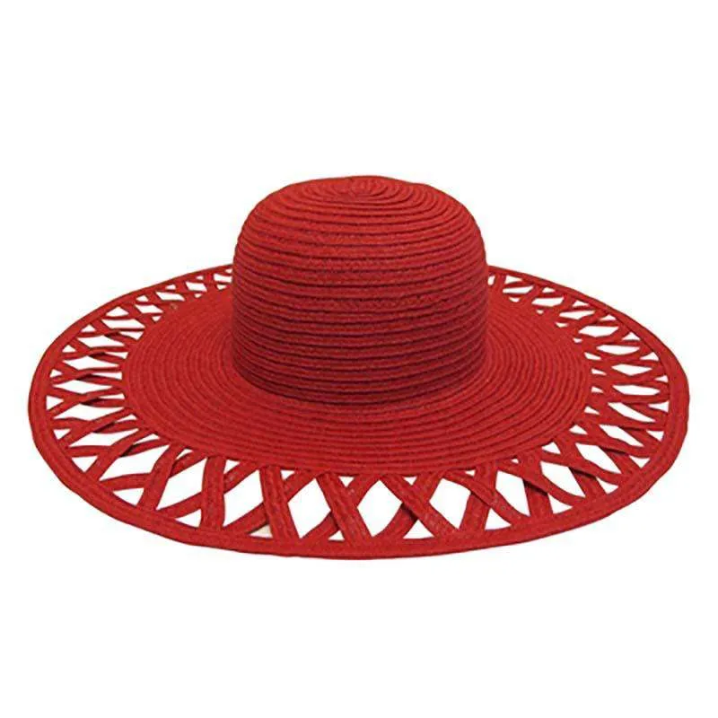 Cutout Brim Straw Summer Hat, White - Boardwalk Style
