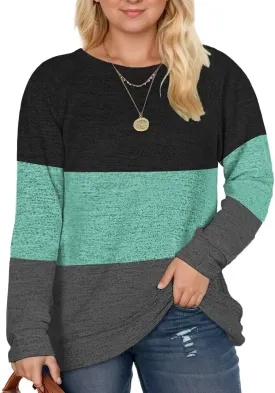 DOLNINE Women's-Plus-Size-Sweatshirts Long Sleeve Tops Crewneck Shirts Casual Tunics XL-4XL
