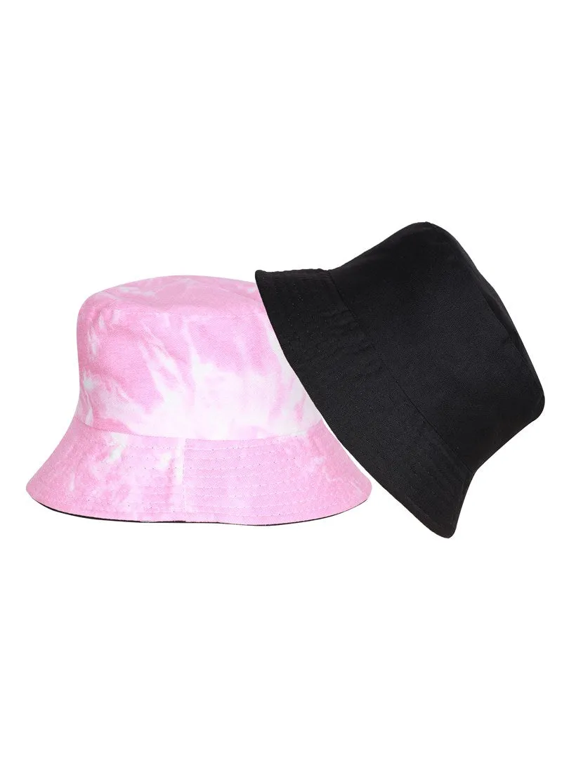FabSeasons Pink Reversible Tie-Dye Bucket Hats