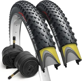 Fincci MARUDO Pair 29 x 2.10 Inch Bike Tire 52-622 Foldable Tires with 1mm Anti Puncture Proof Protection and Schrader Inner Tubes 48mm for MTB Mountain Gravel Hybrid Bike Bicycle - Pack of 2