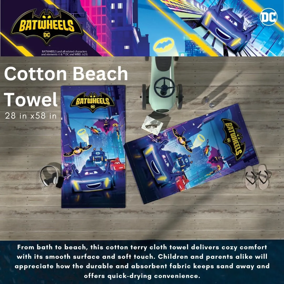 Franco Batwheels Kids Super Soft Cotton Bath/Pool/Beach Towel, 58 in x 28 in, (Official Licensed Product)