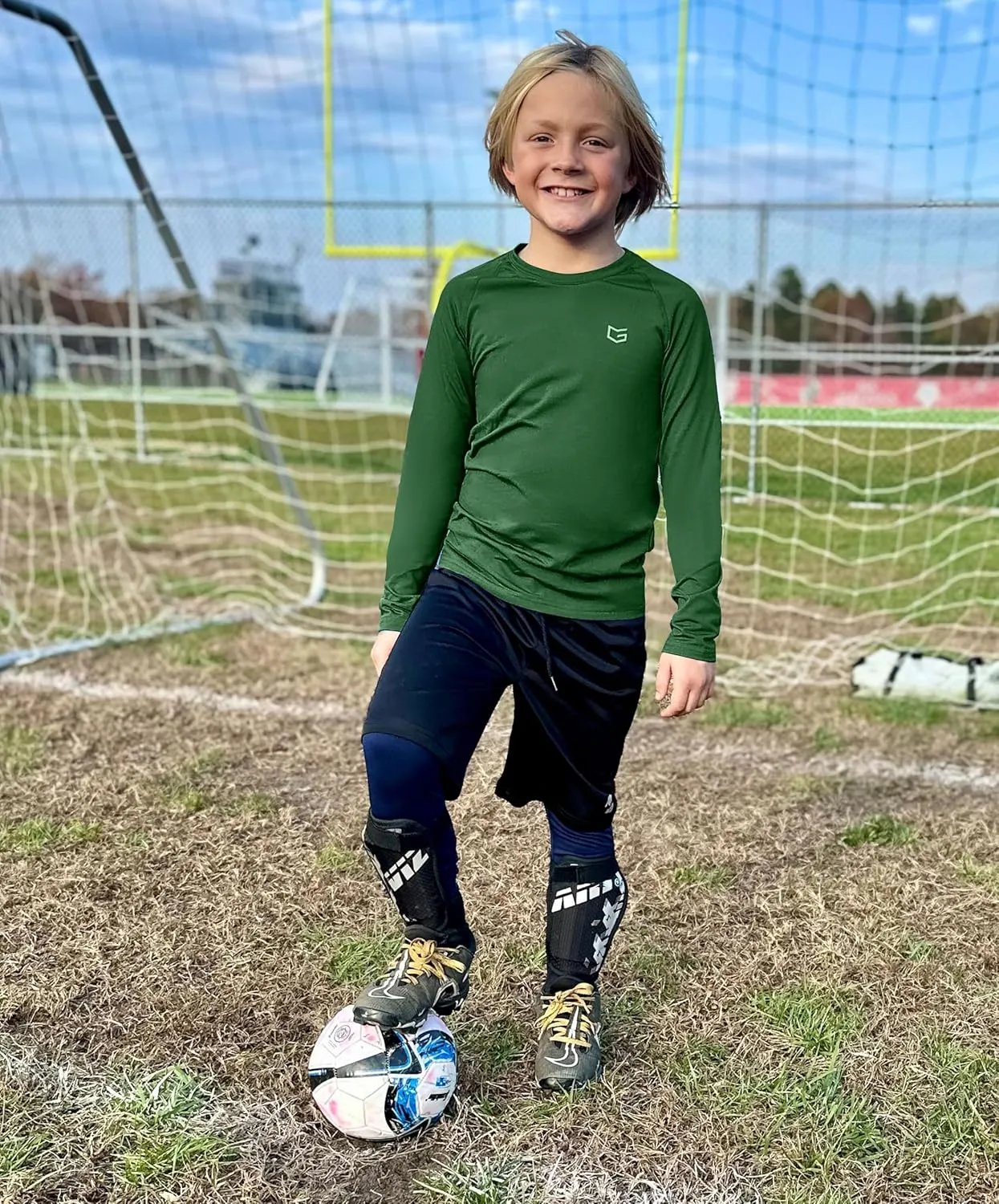 G Gradual Youth Boys Compression Thermal Shirt Long Sleeve Fleece Undershirt for Boy Football Baseball Soccer Base Layer