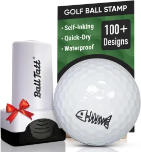 Golf Ball Stamp - Self-Inking Marker - Quick-Dry Permanent Marking Tool, No Leaks or Refills, Reusable & Waterproof Golfing Stamper - Ideal Gift for Golfers, Dads, (Animals and Plants)