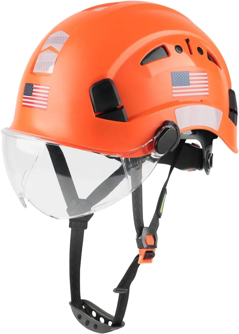 GREEN DEVIL Safety Helmet Hard Hat with Visor Chinstrap Adjustable Lightweight Vented ABS Work Helmet for Men and Women 6-Point Suspension ANSI Z89.1 Approved Ideal for Industrial & Construction