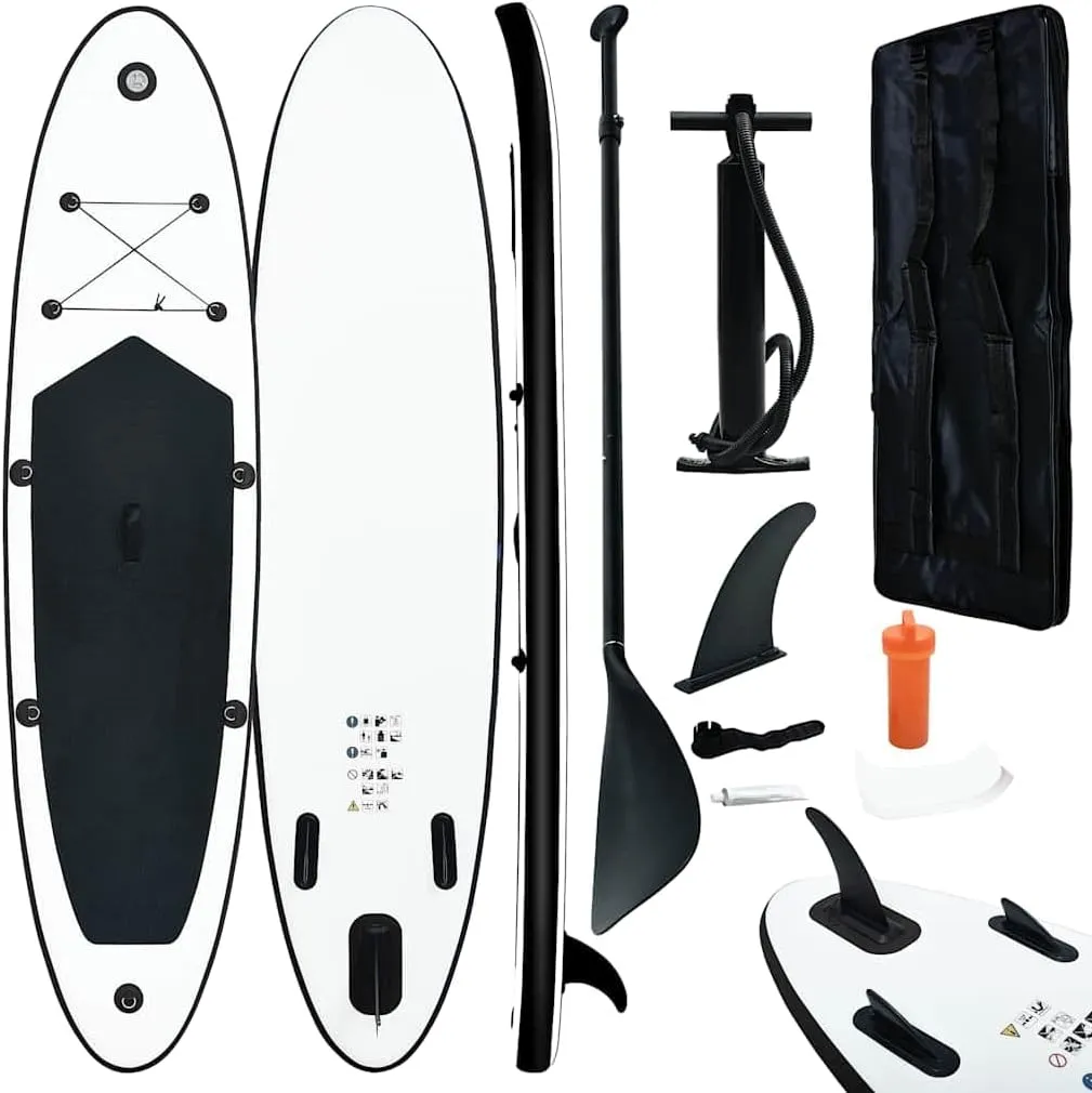 Inflatable Stand Up Paddle Board for Enhanced Fun on The Water, Lightweight and Stable, for Learning and Recreation, Black and White