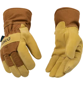 Kinco 1958 HydroFlector Heavy Duck Canvas Fabric Back Lined Suede Pigskin Waterproof Thermal Insulation Gloves (One Dozen)