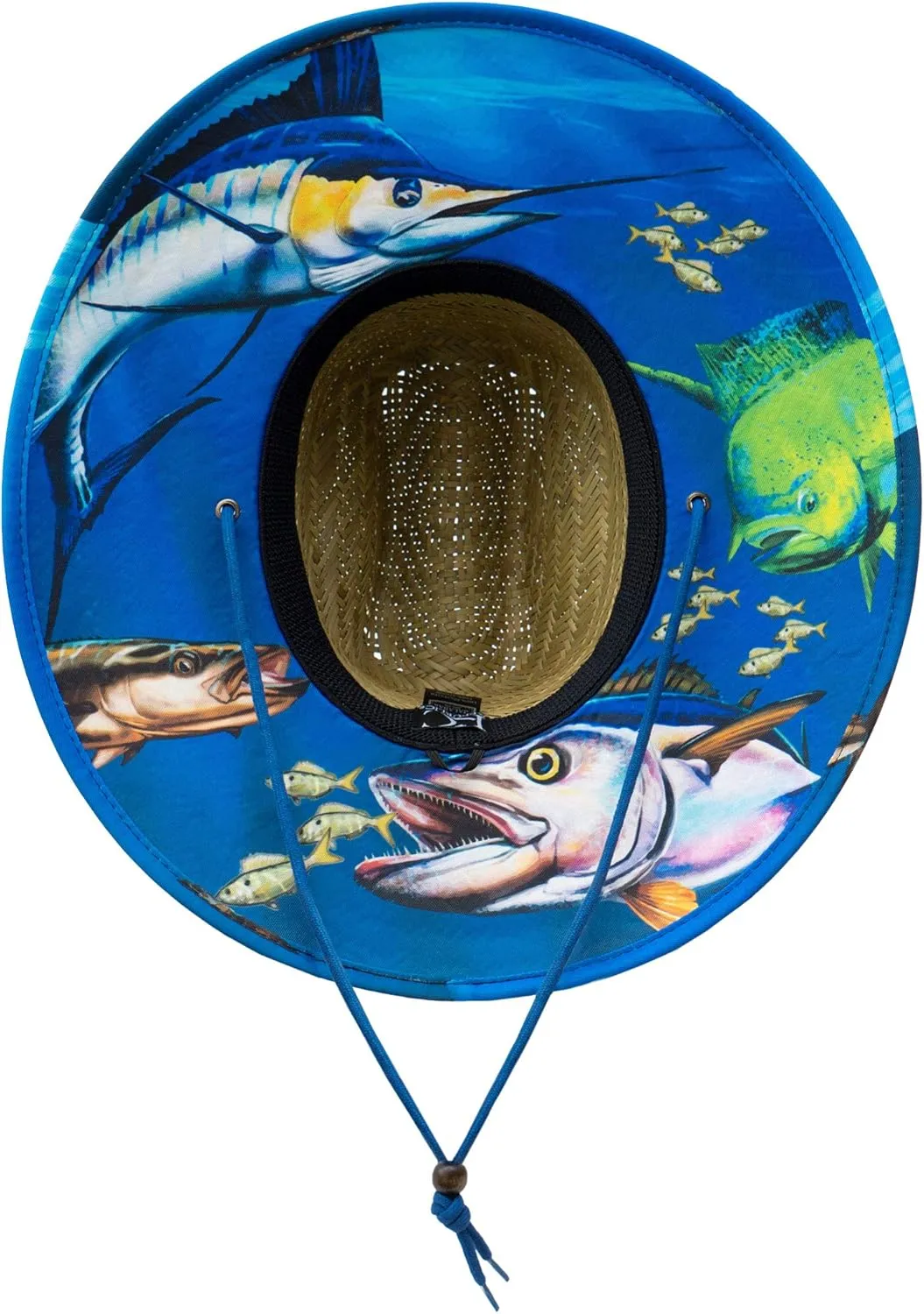 Malabar Hat Fabric Pattern Print Straw Sunhat Men & Women, Lifeguard Hat, Swim, Paddle Board, Boat, Fishing, Fits All