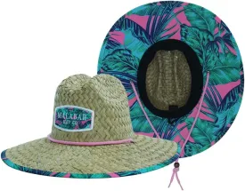 Malabar Hat Fabric Pattern Print Straw Sunhat Men & Women, Lifeguard Hat, Swim, Paddle Board, Boat, Fishing, Fits All