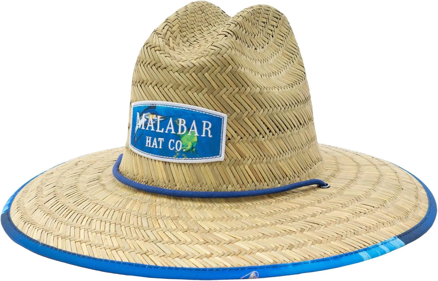 Malabar Hat Fabric Pattern Print Straw Sunhat Men & Women, Lifeguard Hat, Swim, Paddle Board, Boat, Fishing, Fits All