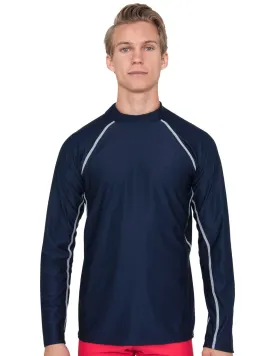 Men's  Chlorine Resistant Long Sleeve Rash Guard - Navy