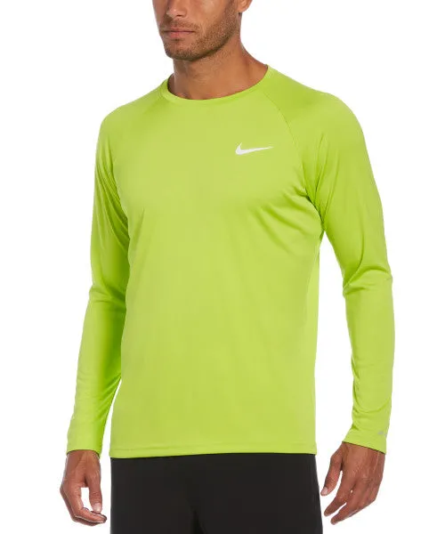 Nike Swim Men's Solid Long-Sleeve Hydroguard Swim Shirt Atomic Green
