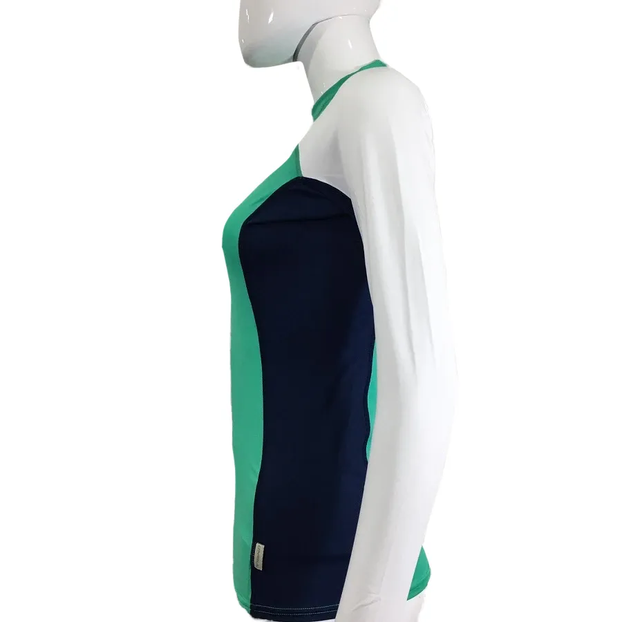 O'neill Womens Skins Crew Long Sleeve RG402650SEA - Seaglass Navy White