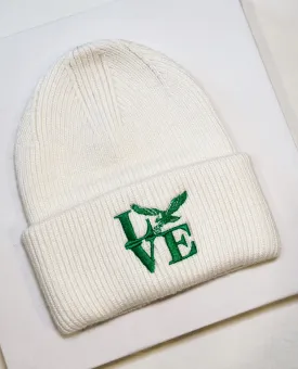OVERSIZED RIBBED EAGLES BEANIE - IVORY LOVE