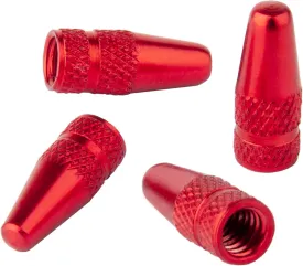 Presta Valve Caps - Anodized Aluminum - Use On Presta/French Valves - Designs: Bullet, Rocket, Hamburger, Pocket Rocket (4 Pack)