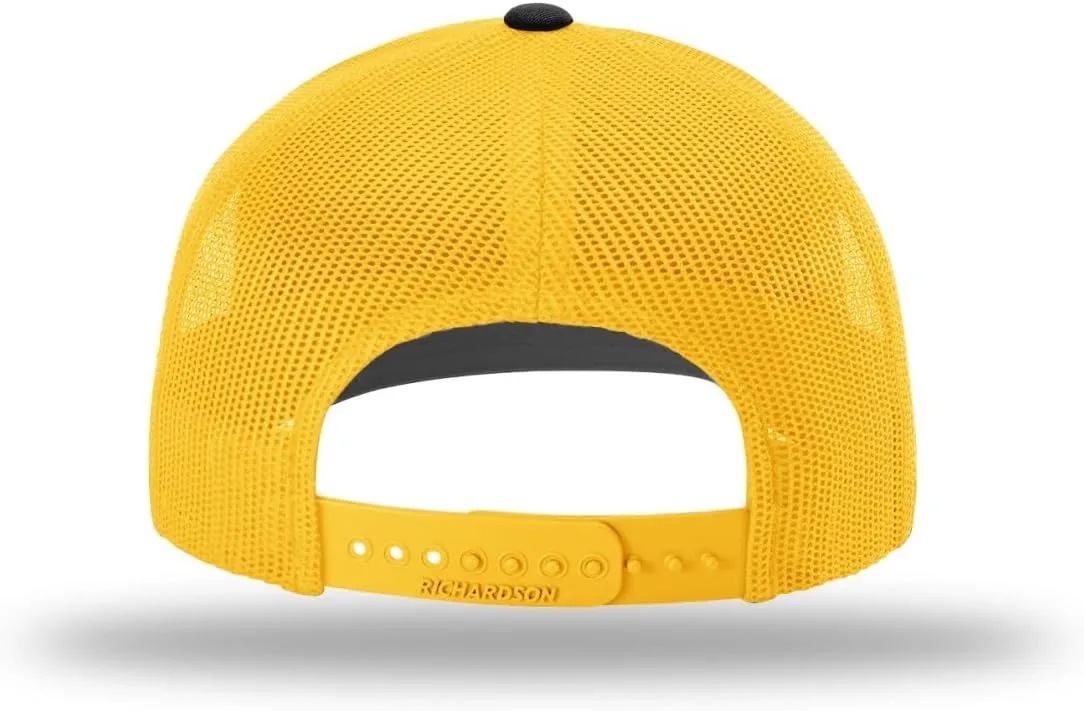 Richardson American Gulf Hat, Trucker Style Mesh Back Cap with Custom Laser Engraved Leather Patch
