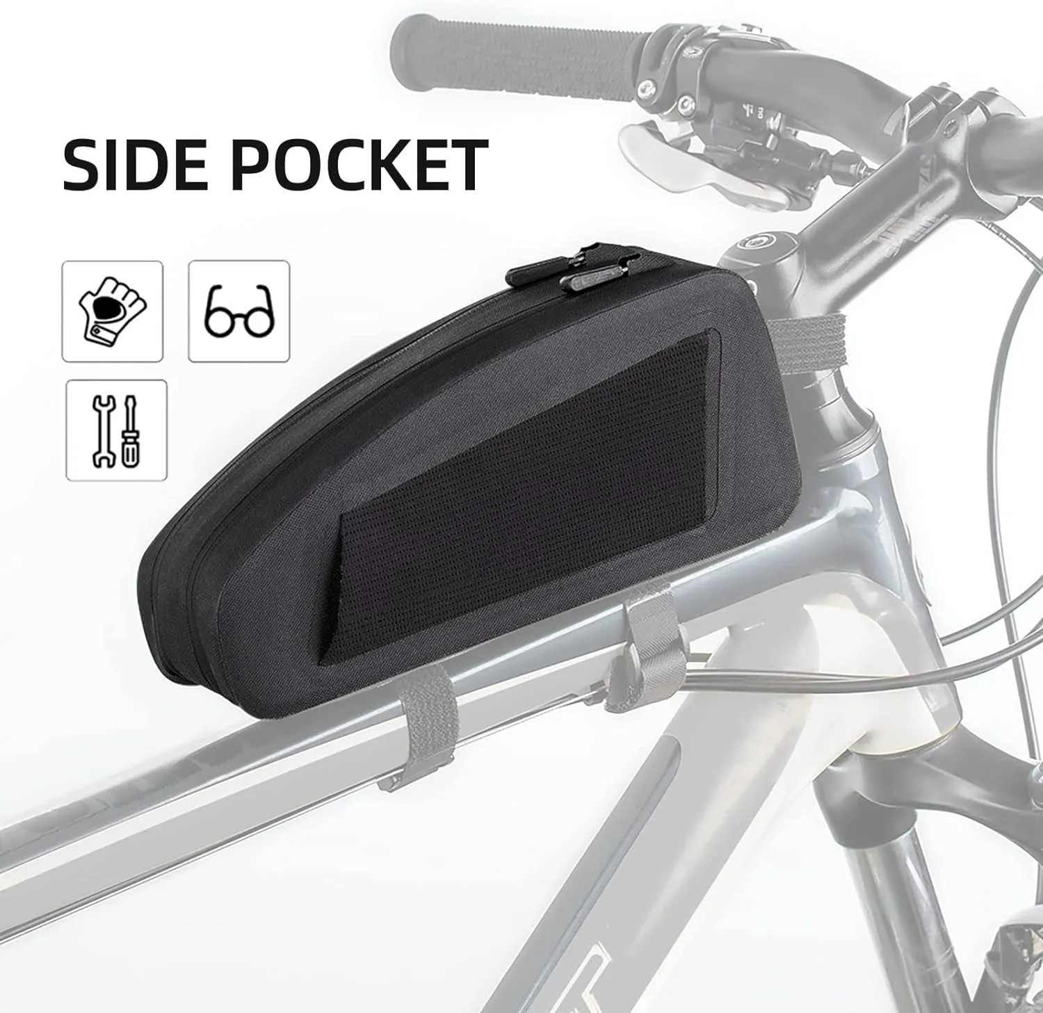ROCKBROS Top Tube Bike Frame Bag - Waterproof, Two Zipper Pockets, Pouch for Bicycles