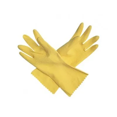 San Jamar Large Size Latex Flock Lined Gloves, Yellow