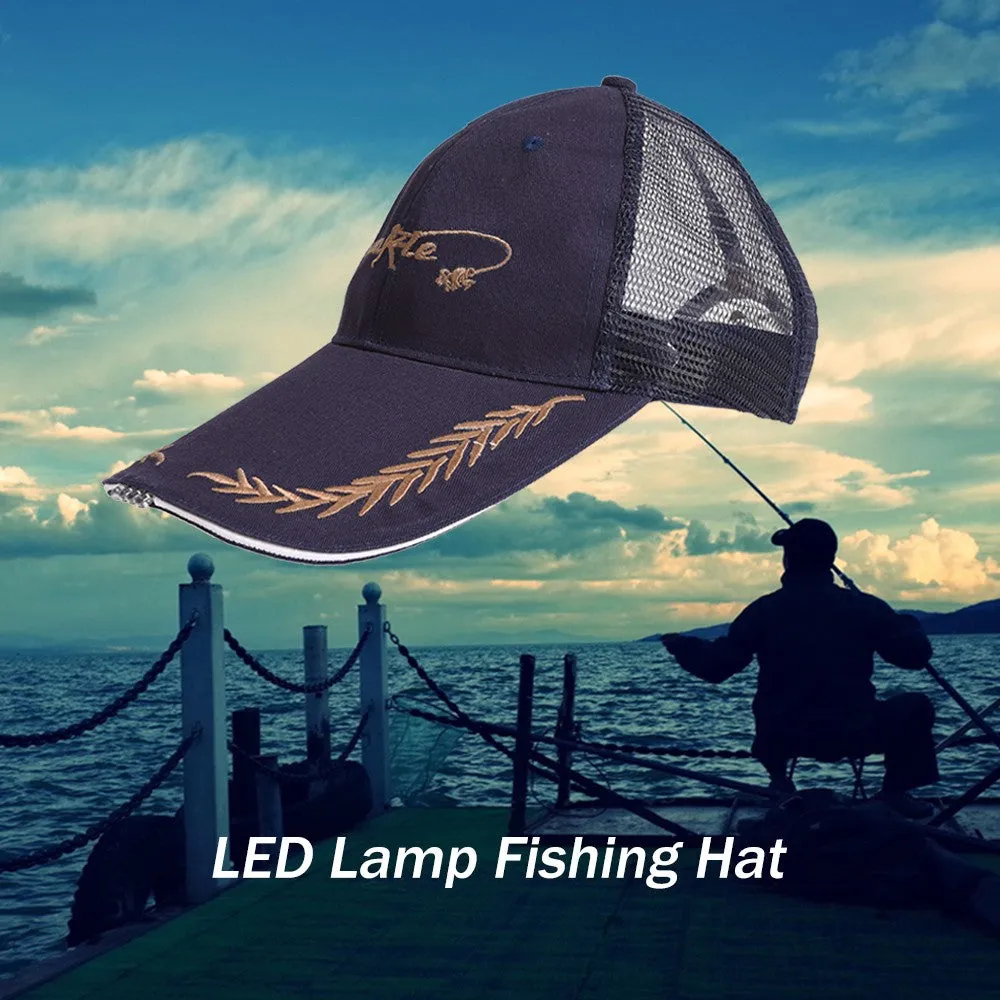 Sidiou Group Outdoor Lighted Fishing Cap Hat Lightweight 4 LED Light Baseball Hat