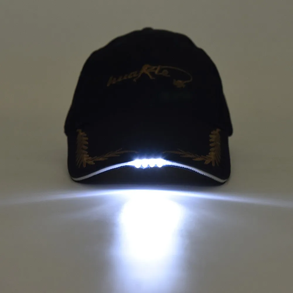 Sidiou Group Outdoor Lighted Fishing Cap Hat Lightweight 4 LED Light Baseball Hat