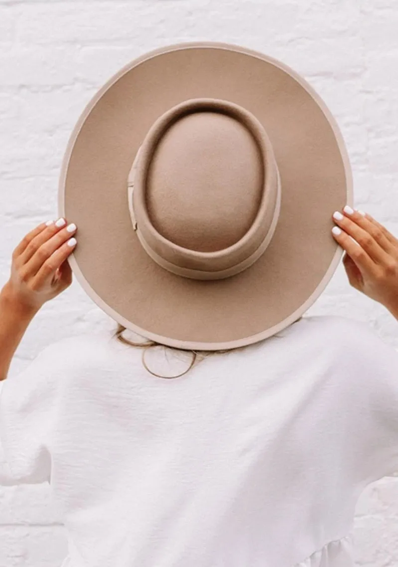 Stiff Brim Gambler Hat - Taupe