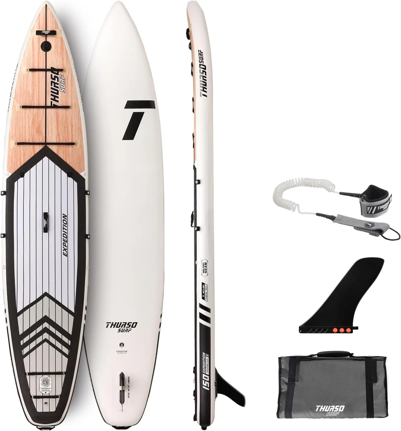 THURSO SURF Expedition Touring Inflatable Stand Up Paddle Board SUP 11'6 | 12'6 Woven Drop-Stitch Two Layer Stabel Non-Slip Deck with SUP Accessories for Adults