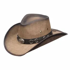 Weathered Canvas Cowboy Hat with Nickel Bull Concho - Kenny Keith