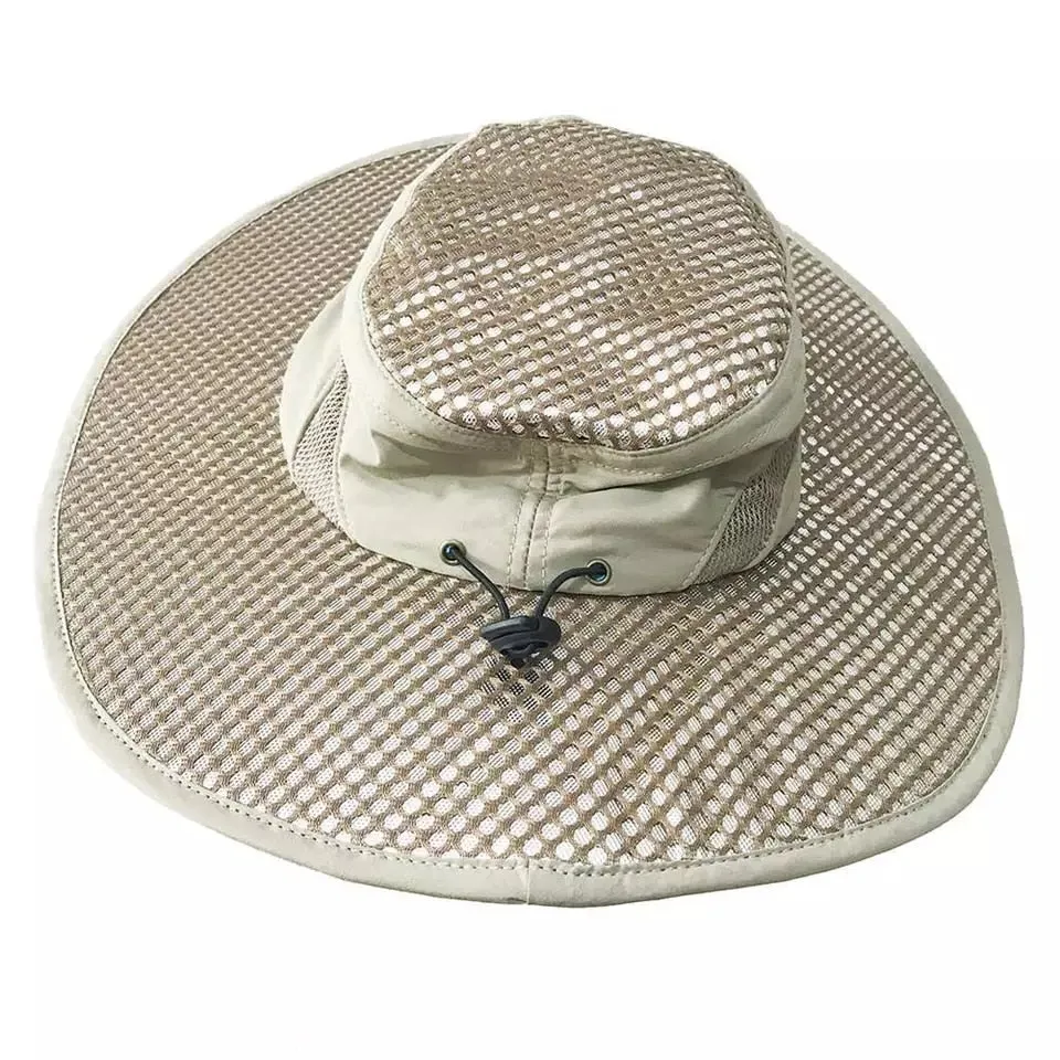 Wide Brim Hiking Hat uV Reflection Adjustable String Immersible Lining