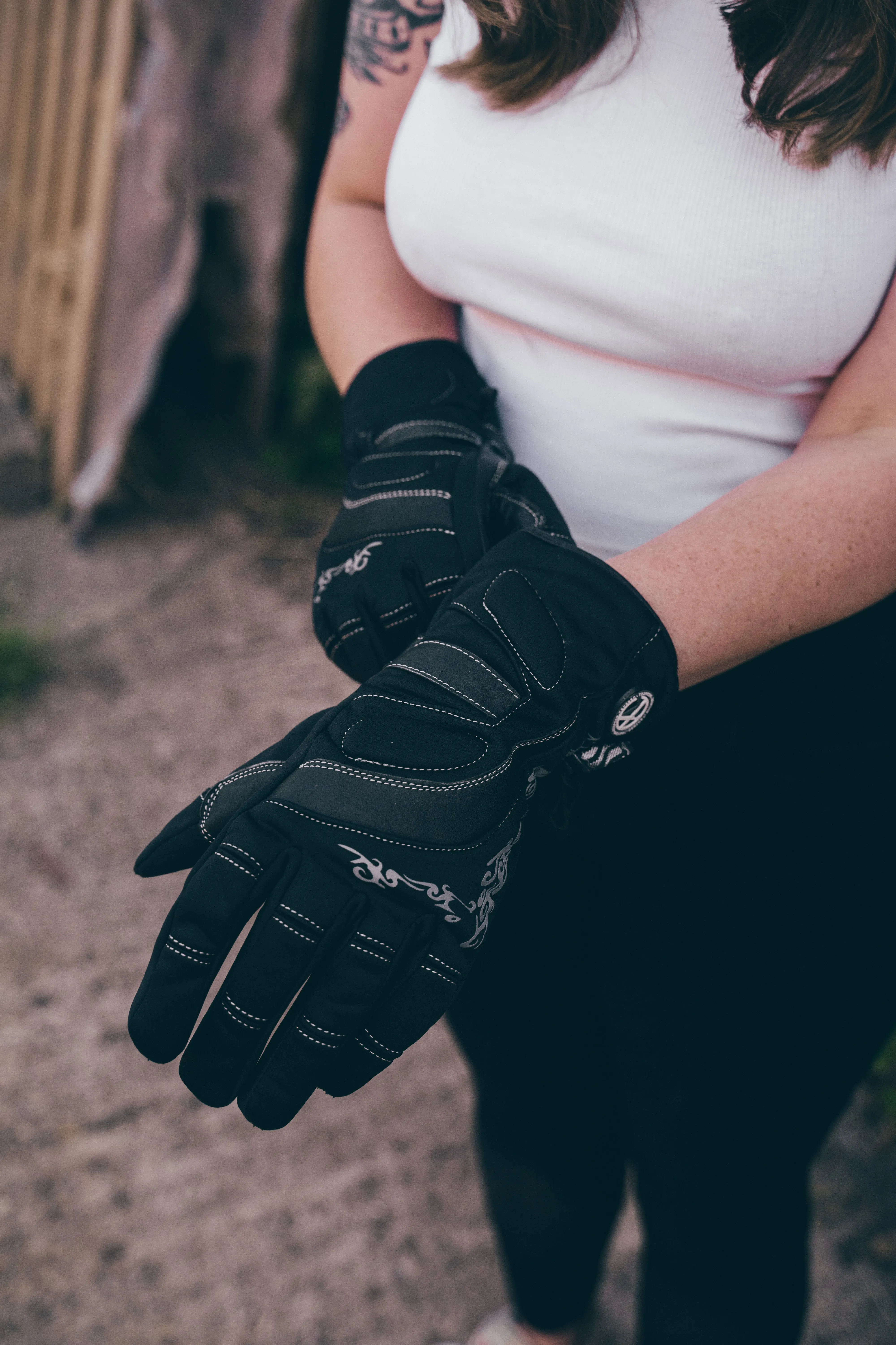 Womens Leather Motorcycle Warm Gloves Ladies Black Motorbike Waterproof Biker