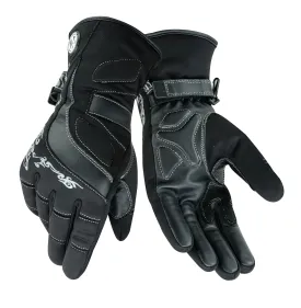 Womens Leather Motorcycle Warm Gloves Ladies Black Motorbike Waterproof Biker