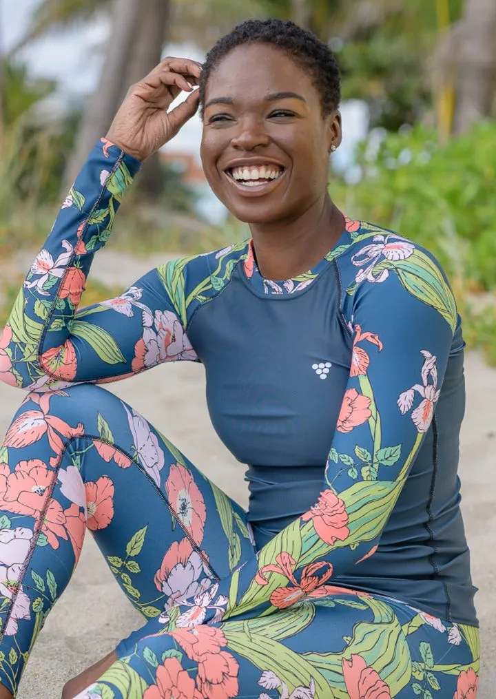 Women's UPF 50 Long Sleeve Rash Guard - Seychelles Floral