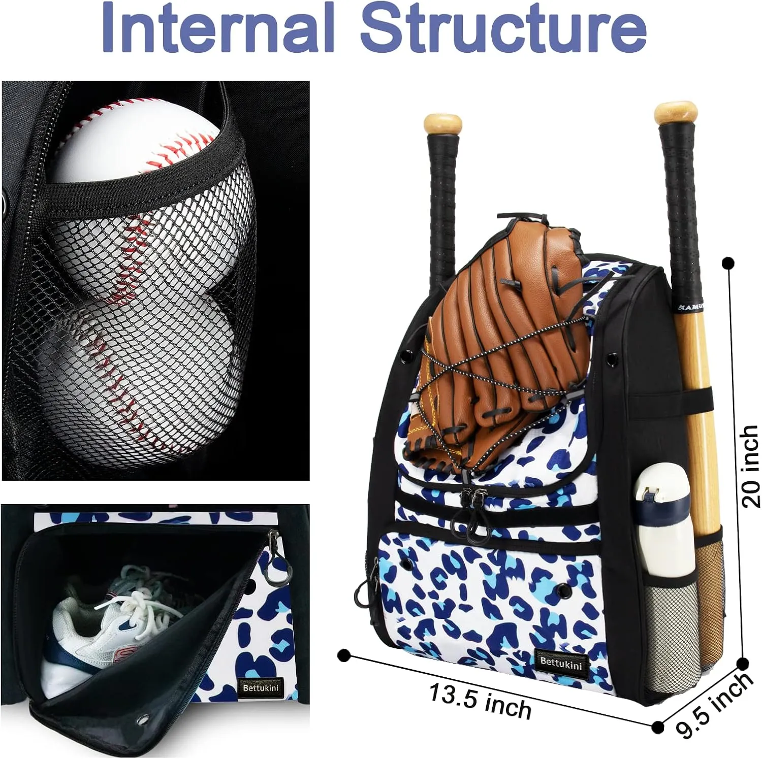 Youth Baseball Bag with Vented Shoe Compartment, Softball Bat Bag for Batting Mitten, Helmet, Teeball Gear - Adult Boys Girls Kids