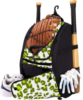 Youth Softball Equipment Bag with Vented Shoe Compartment, Baseball Bat Bag, Fence Hook, for Batting Mitten, Helmet, Teeball Gear, Adult Boys Girls Kids